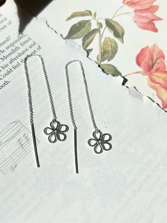 Flower threader earrings