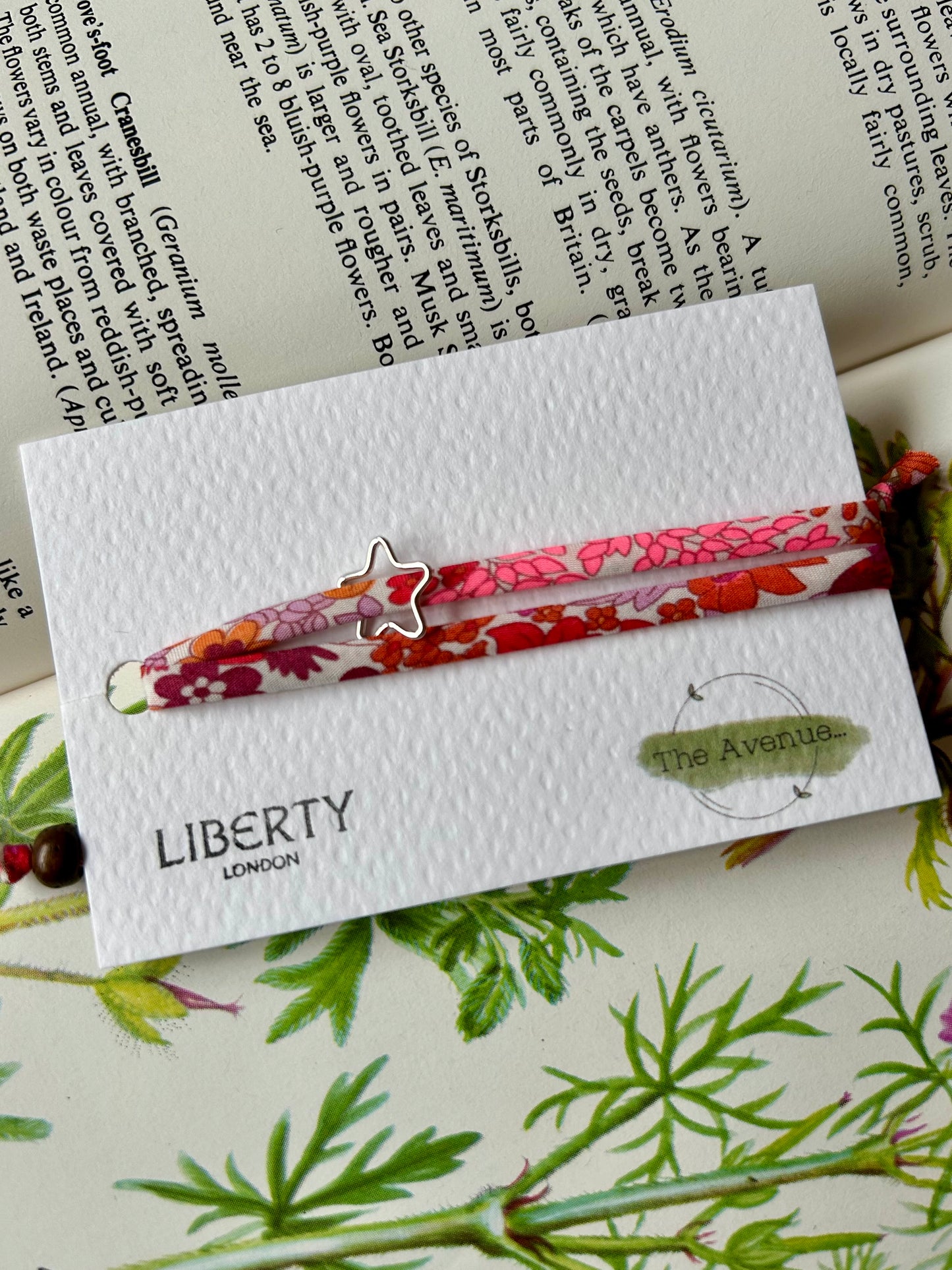 Liberty of London Margaret Annie Hibiscus Fabric Bracelet – Sterling Silver Open Star Charm