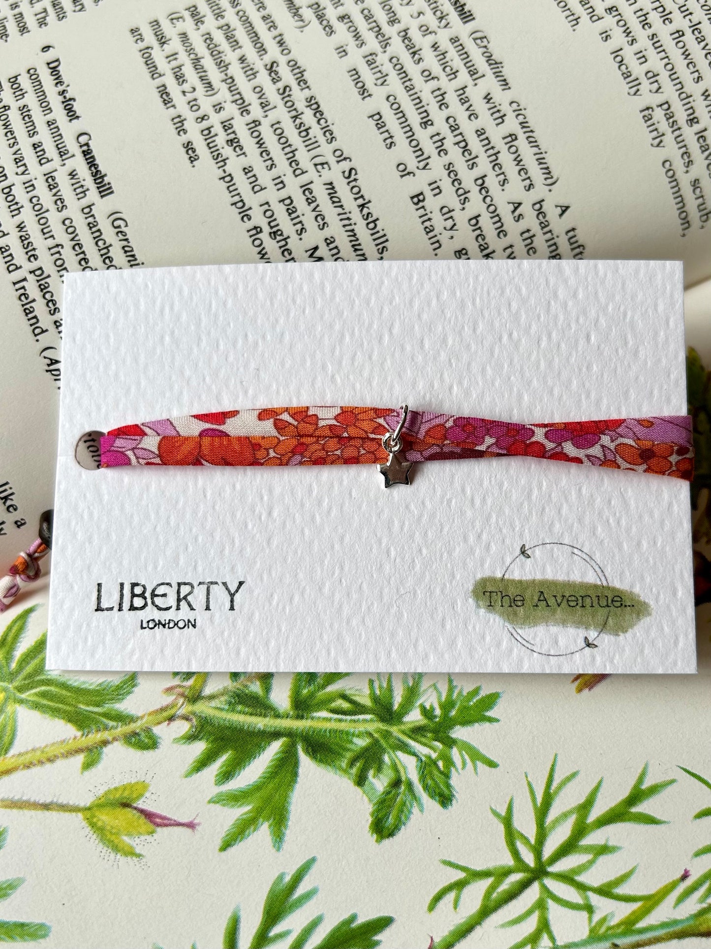 Liberty of London Margaret Annie Hibiscus Fabric Bracelet – Sterling Silver Solid Star Charm