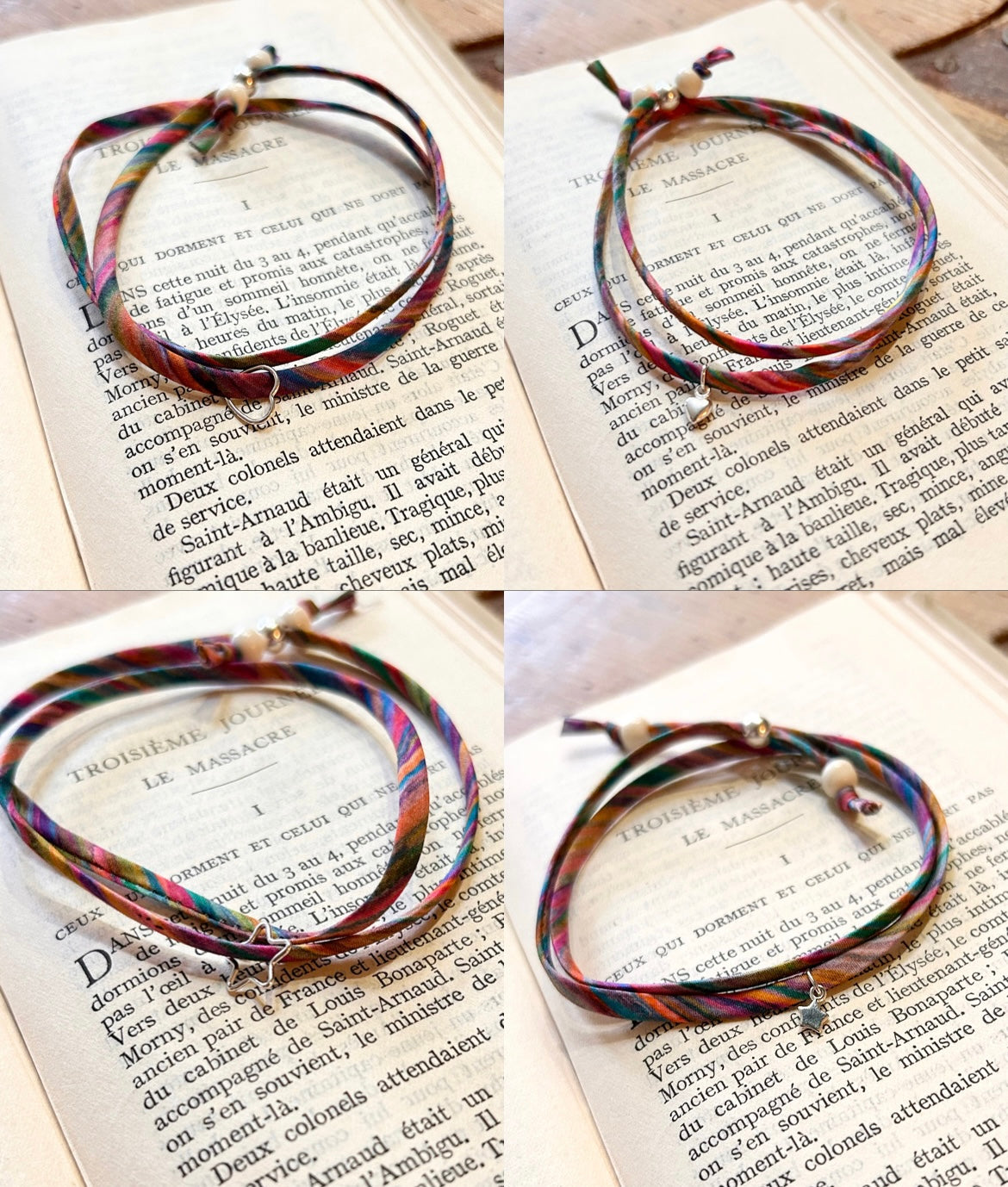 Fabric bracelet…Liberty of London multi stripe (solid heart) Art