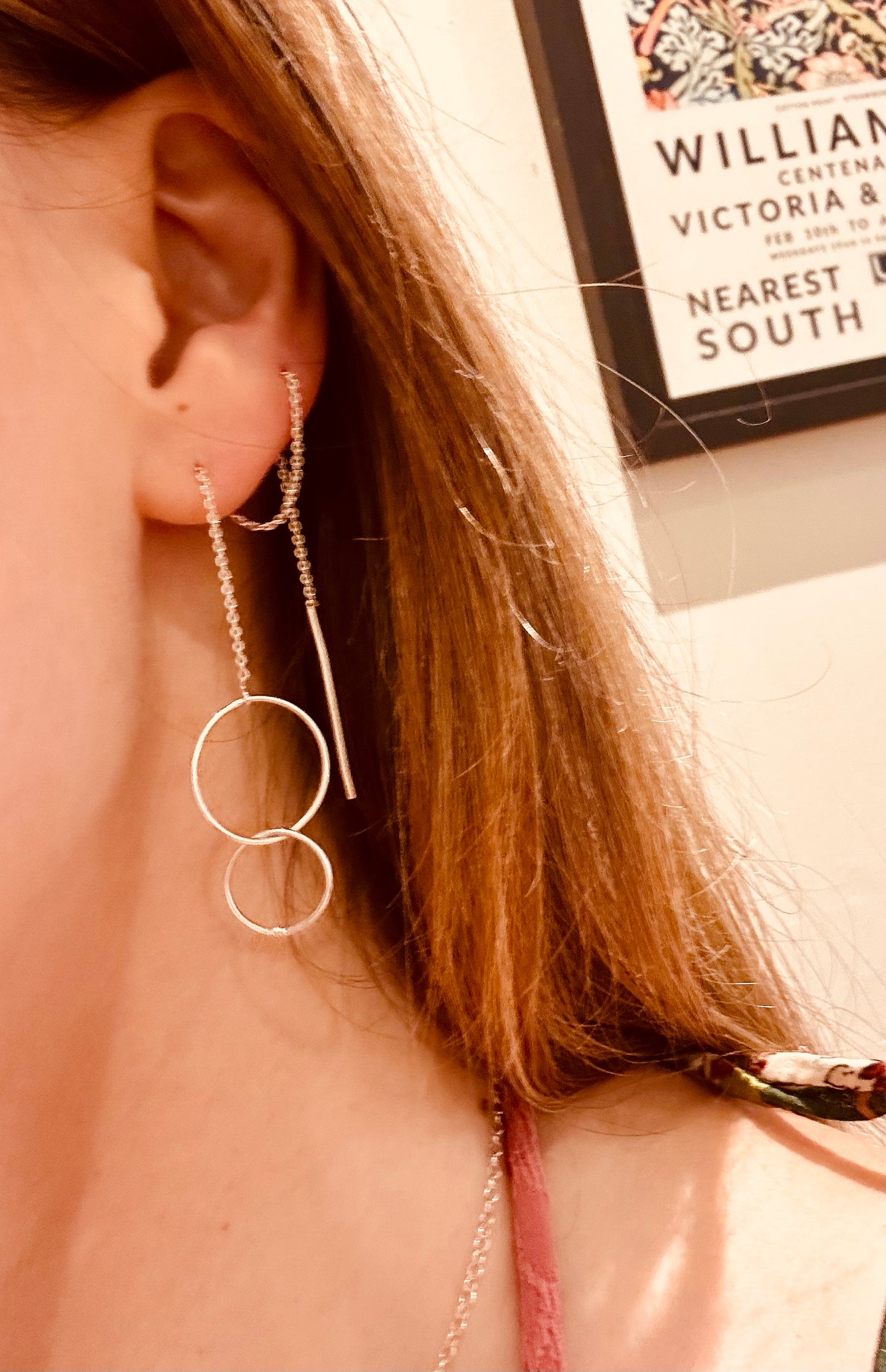 Double circle threader earrings