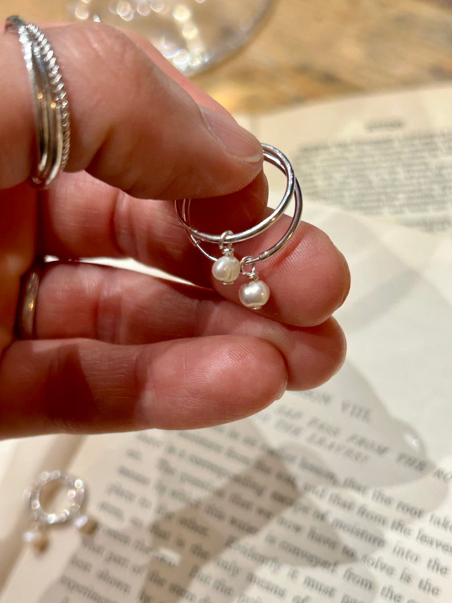 Freshwater pearl sleeper hoops