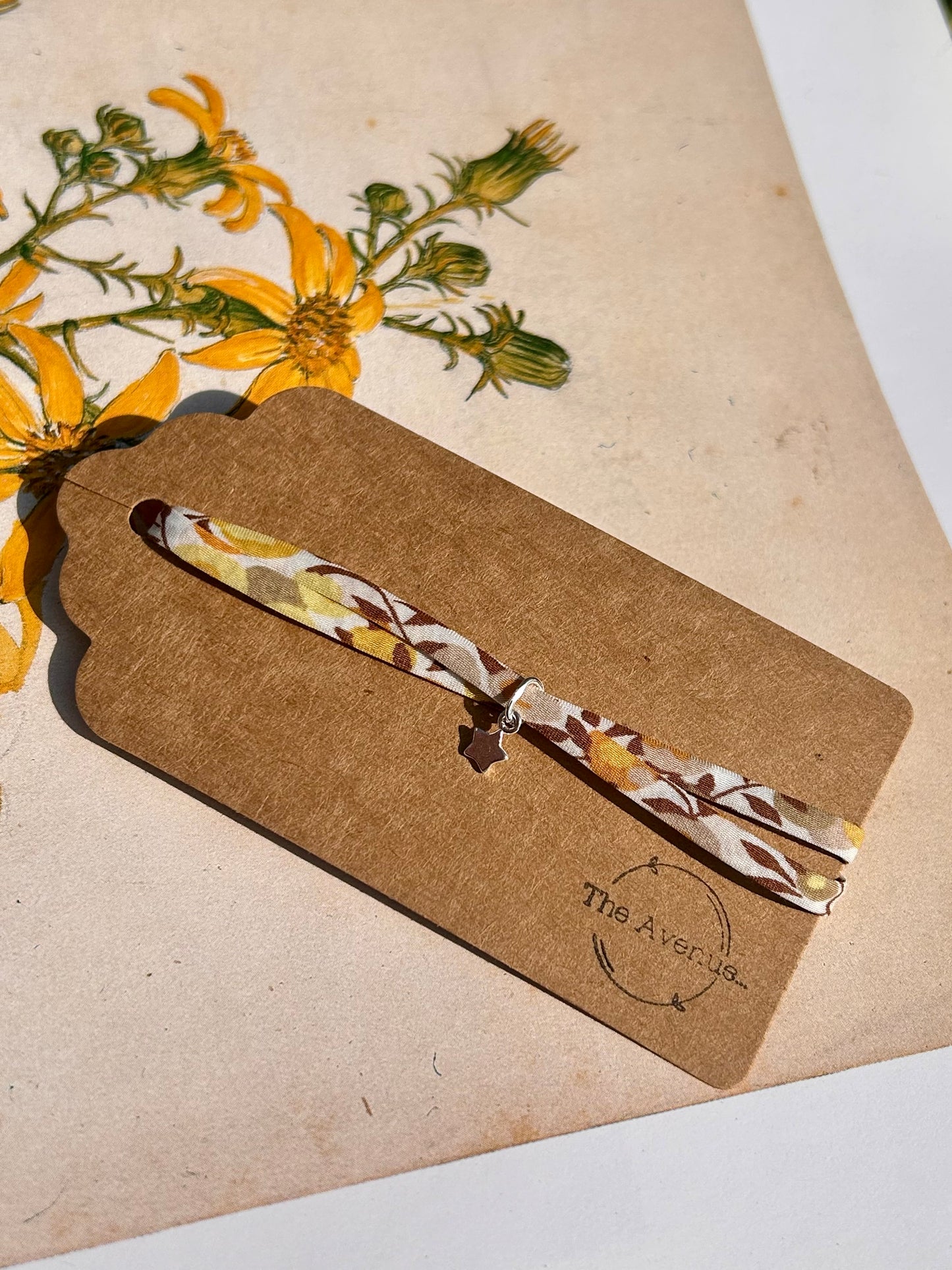 Fabric bracelet…Liberty of London Sunflower yellow (solid star)