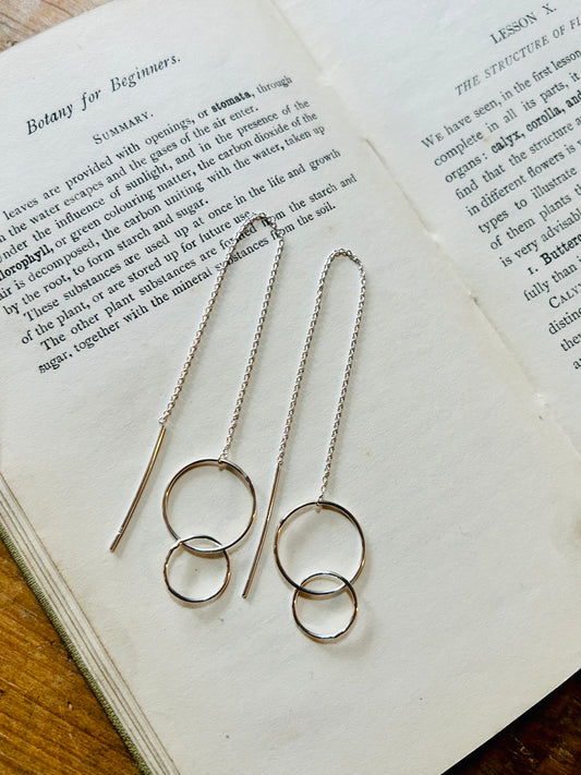 Double circle threader earrings