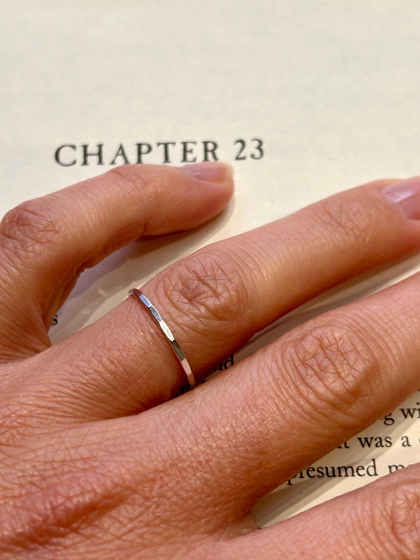 Hammered stacking ring (sterling silver) Ring size J