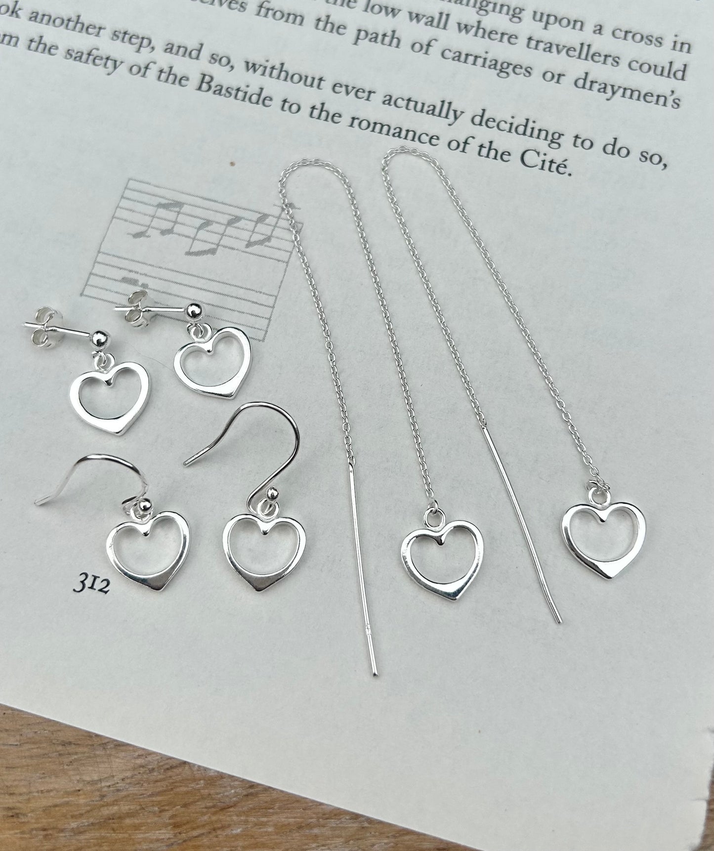 Heart drop hook earrings
