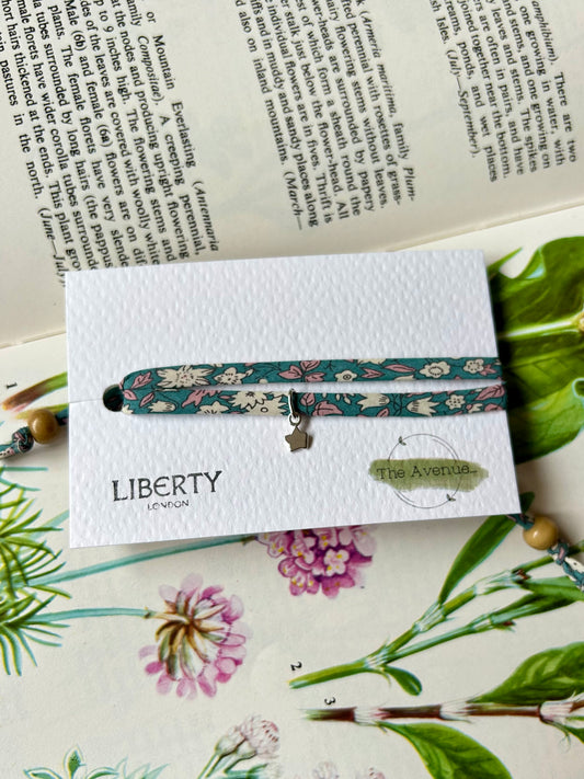 Fabric Bracelet - Liberty of London Daisy Daisy – Sterling Silver solid star Charm
