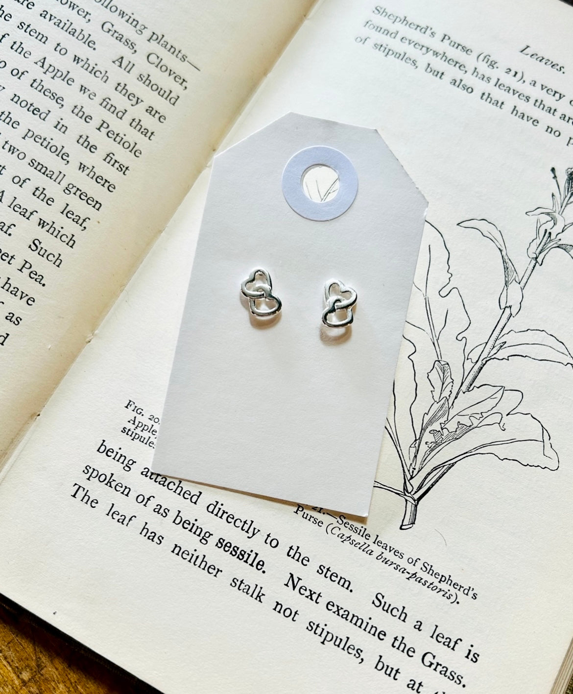 Double heart stud earrings