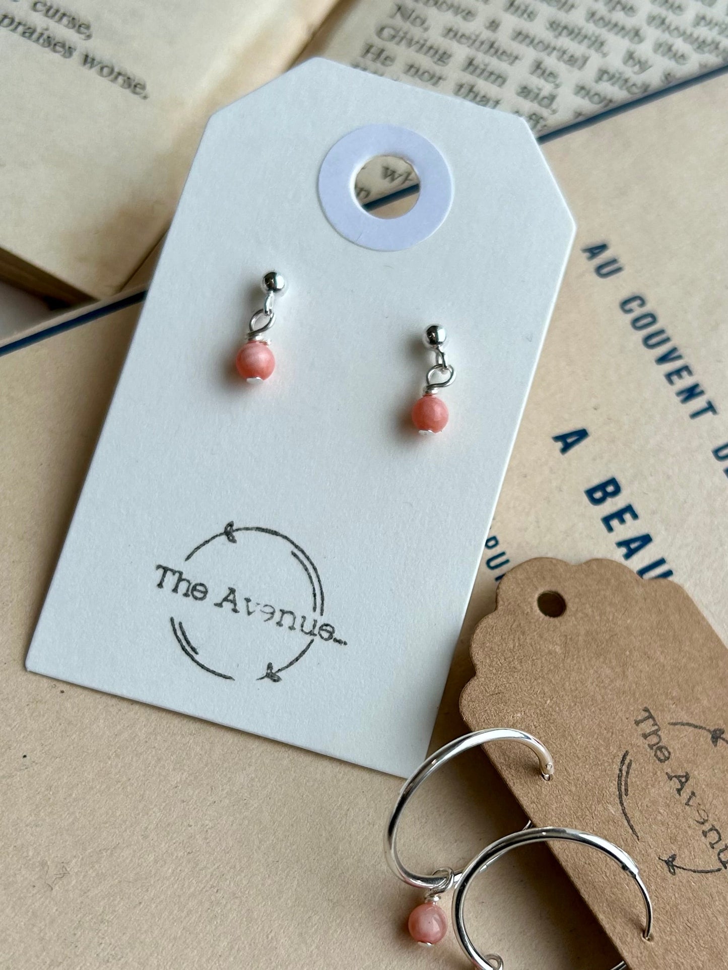 Tiny Pink Bamboo Coral Stud Earrings