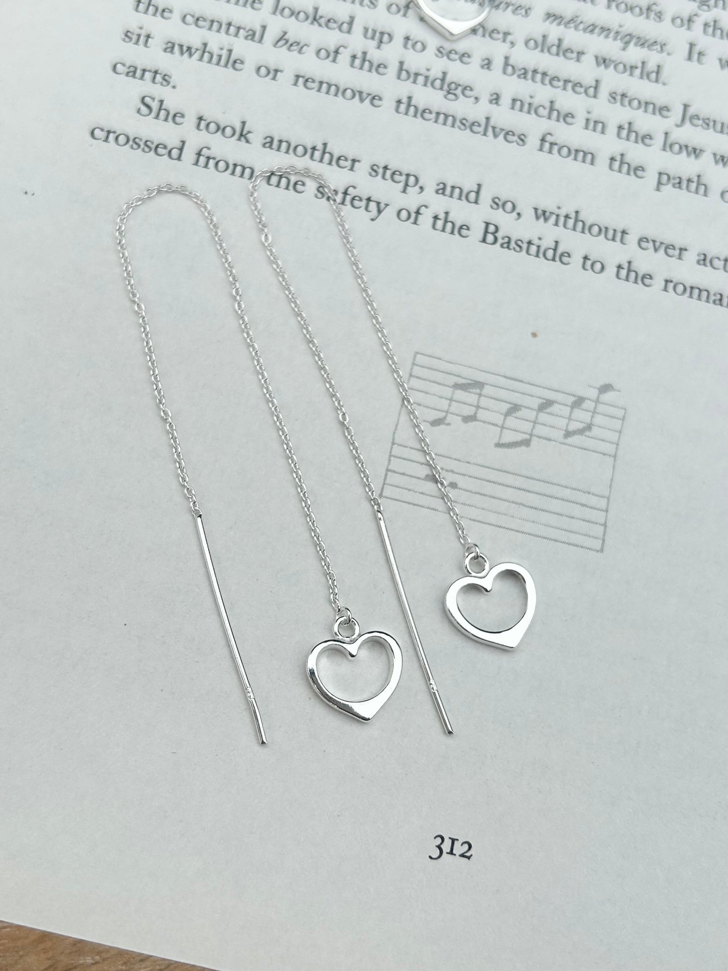 Heart threader earrings