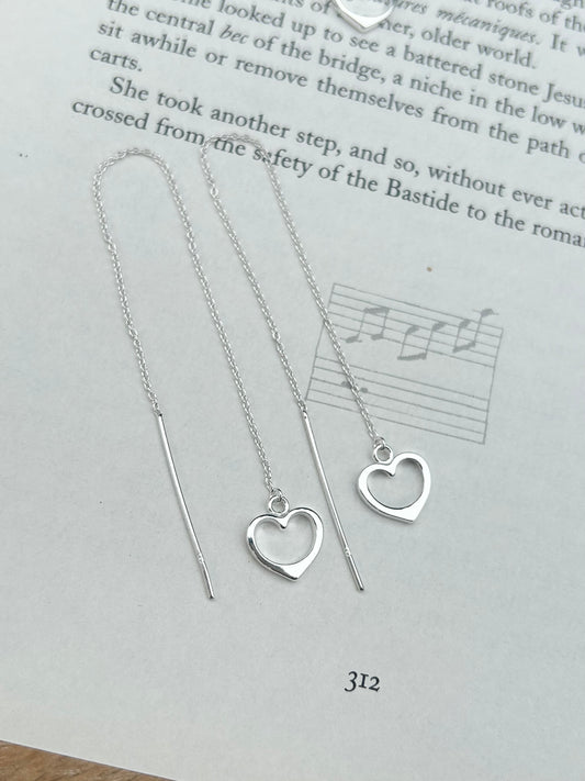 Heart threader earrings