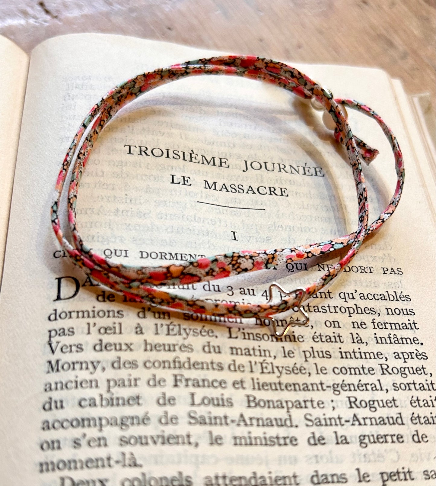 Fabric bracelet…Liberty of London pretty pastel (open star) Pepper Coral