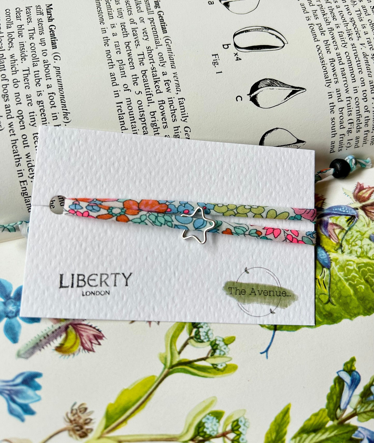 Liberty of London Margaret Annie Vahiné Fabric Bracelet – Sterling Silver open star charm