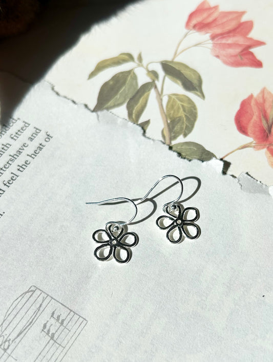 Flower dangle hook earrings