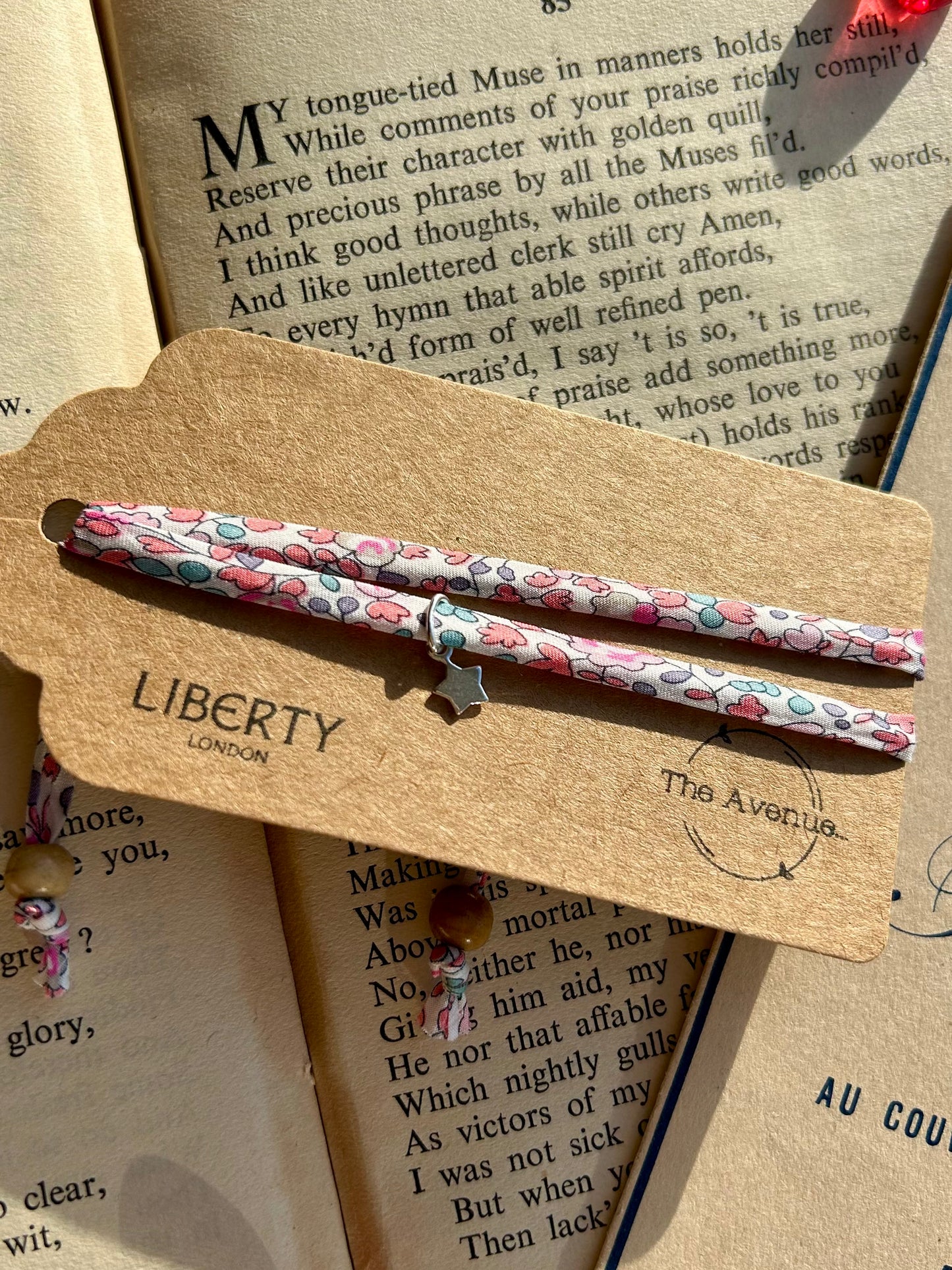 Fabric bracelet - Liberty of London Eloise Fabric - Solid star charm