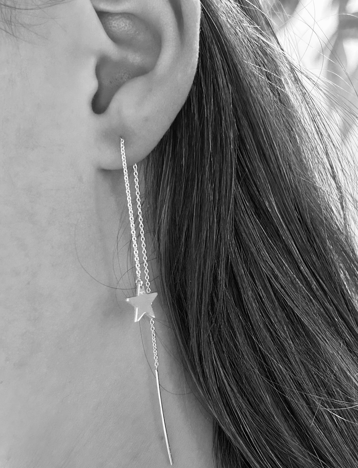 Freshwater pearl threader earrings (sterling silver)