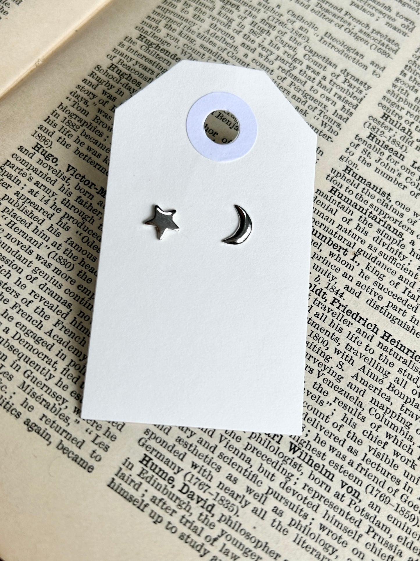 Star and moon sterling silver stud earrings