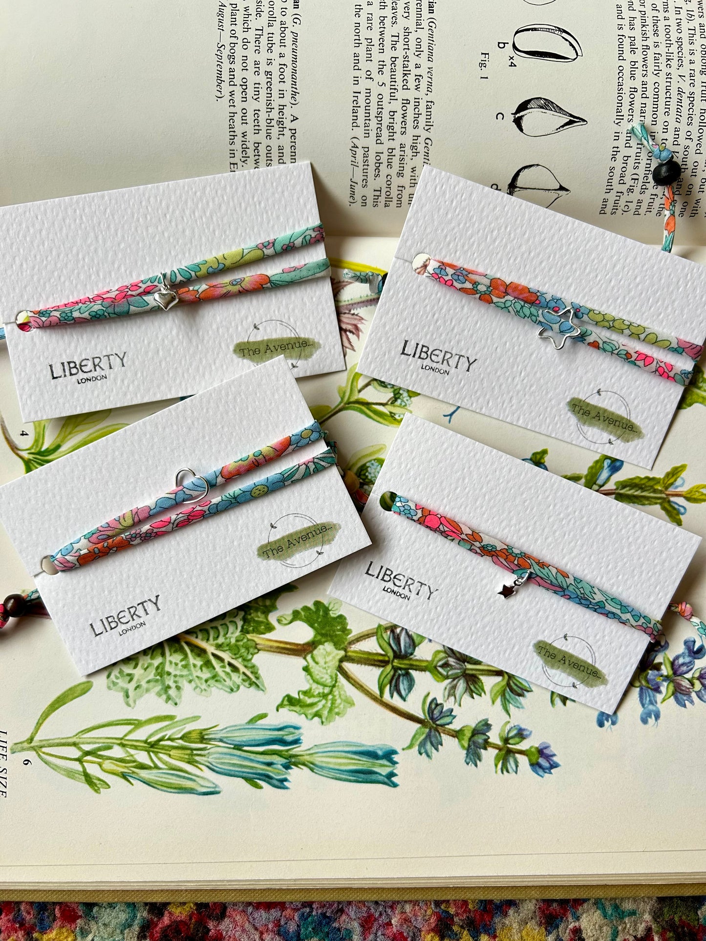 Liberty of London Margaret Annie Vahiné Fabric Bracelet – Sterling Silver solid star charm