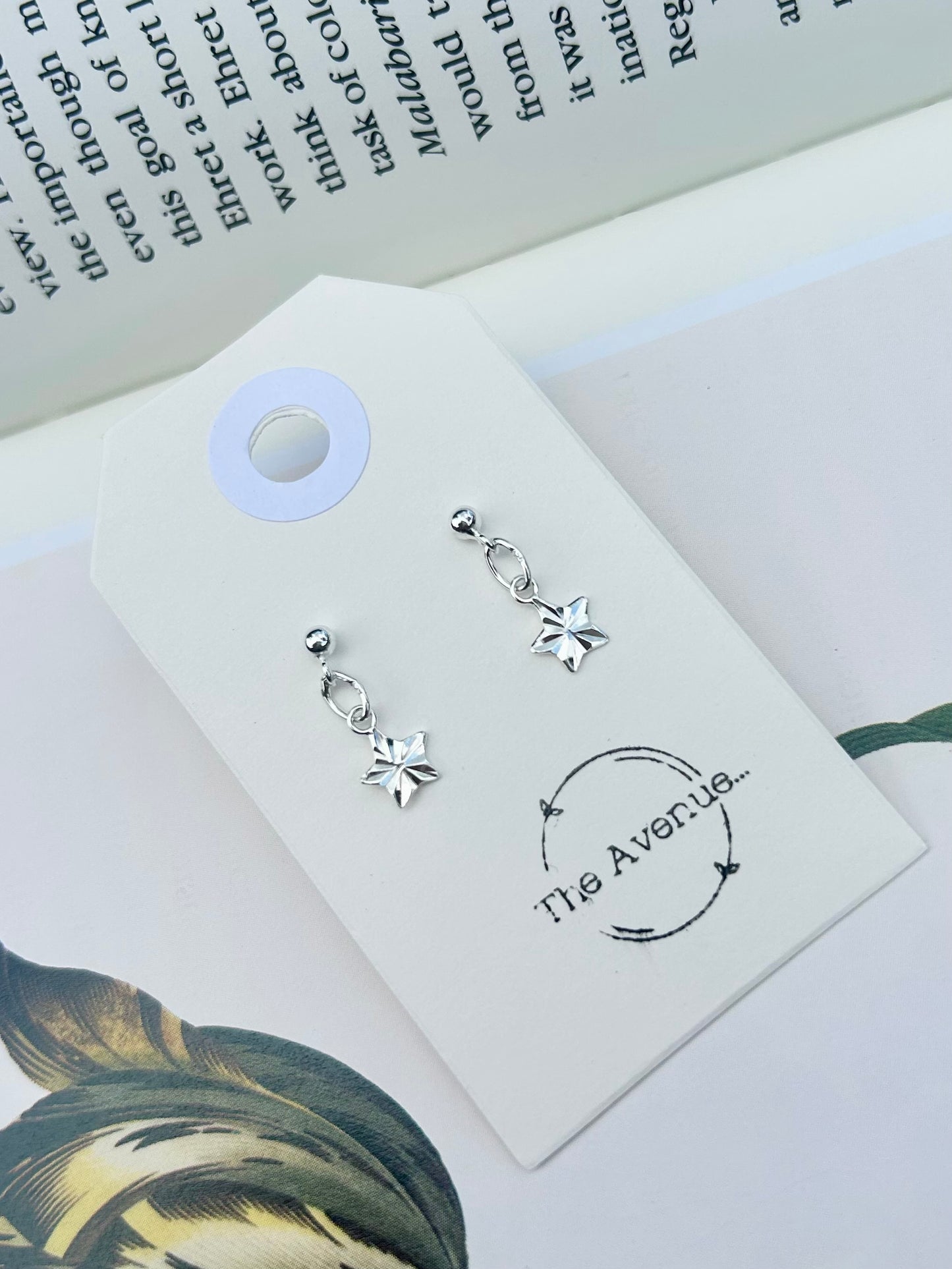 Textured star dangle stud earrings