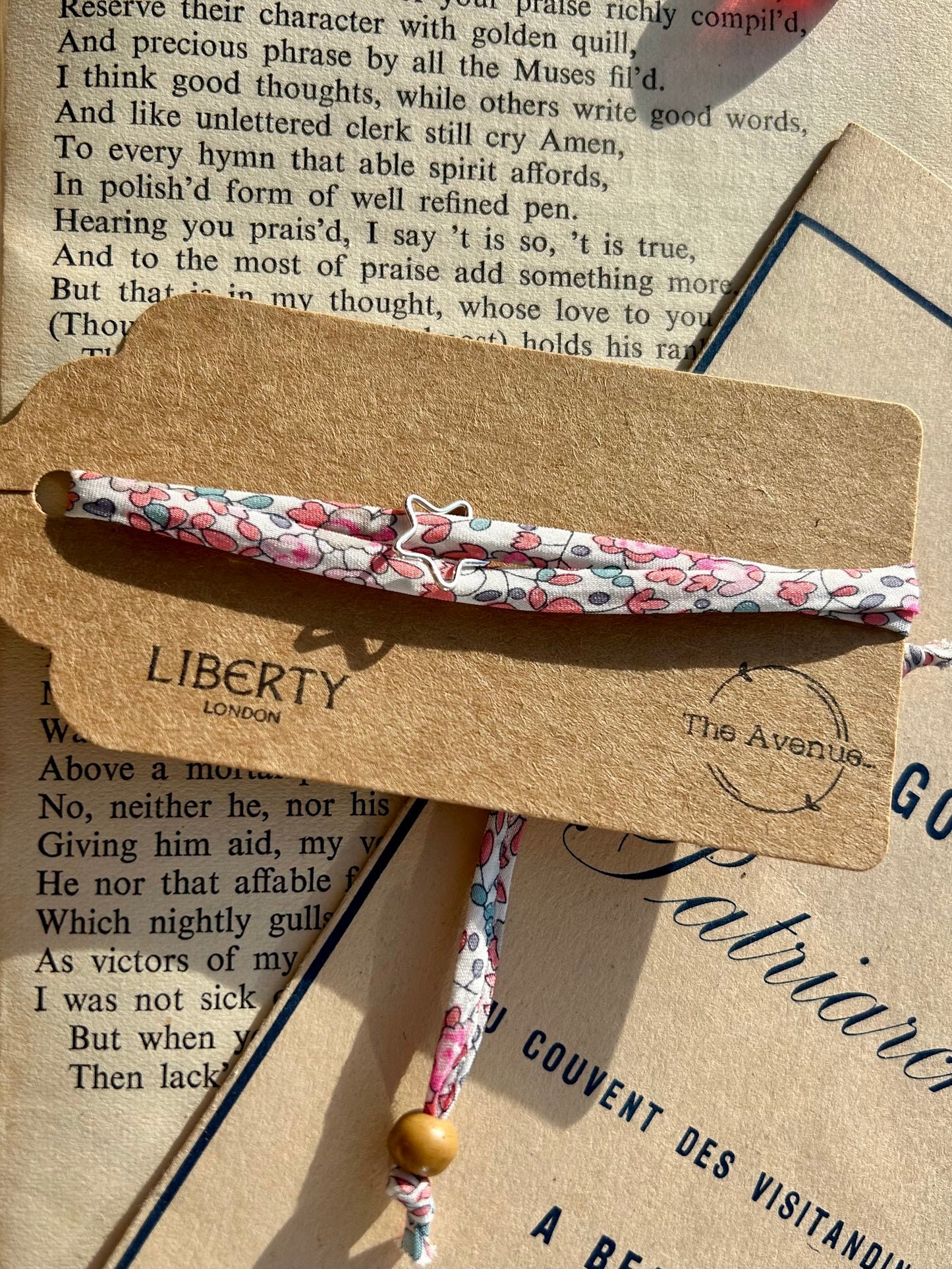 Fabric bracelet - Liberty of London Eloise Fabric - open star charm