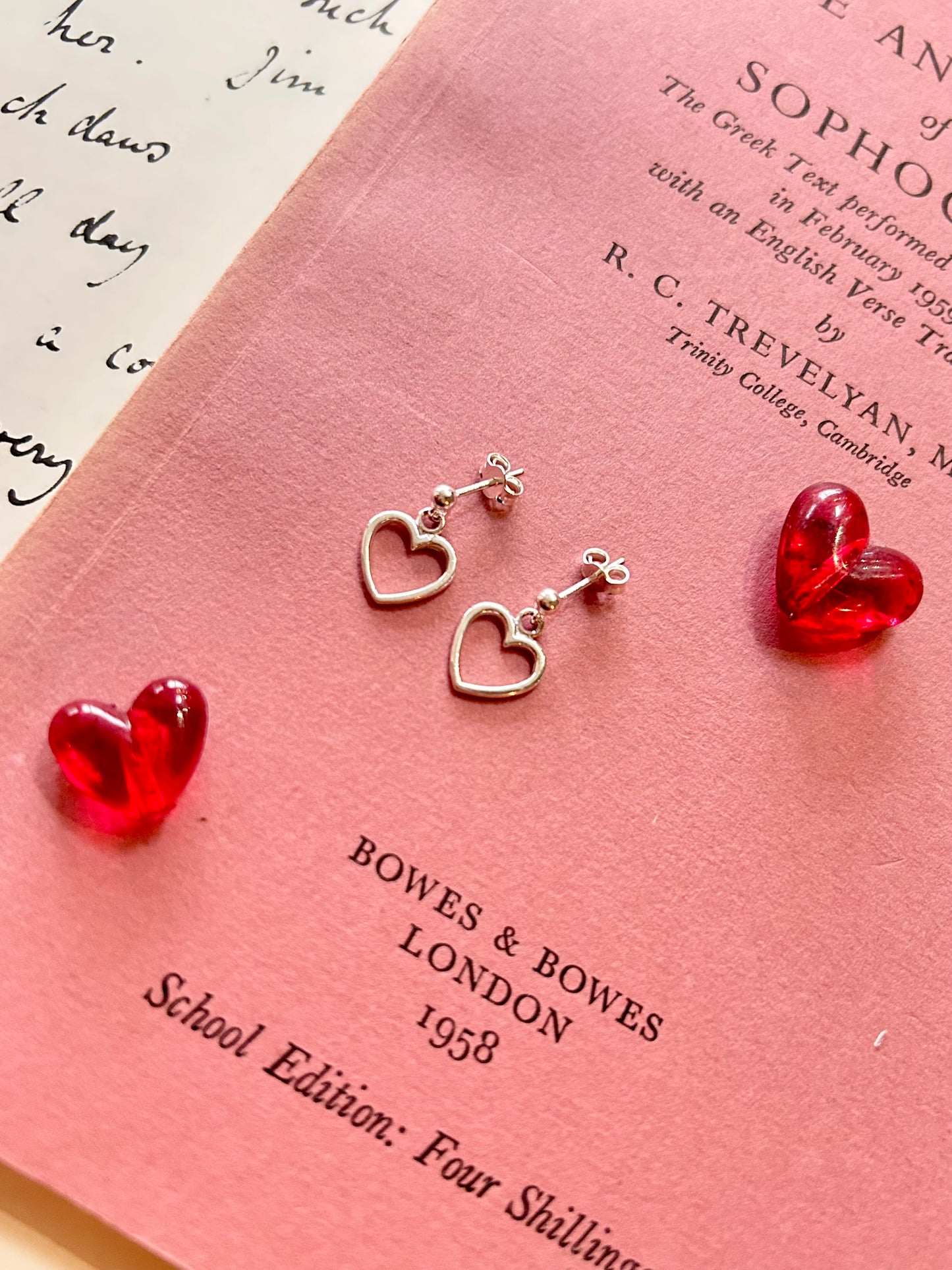Heart drop stud earrings