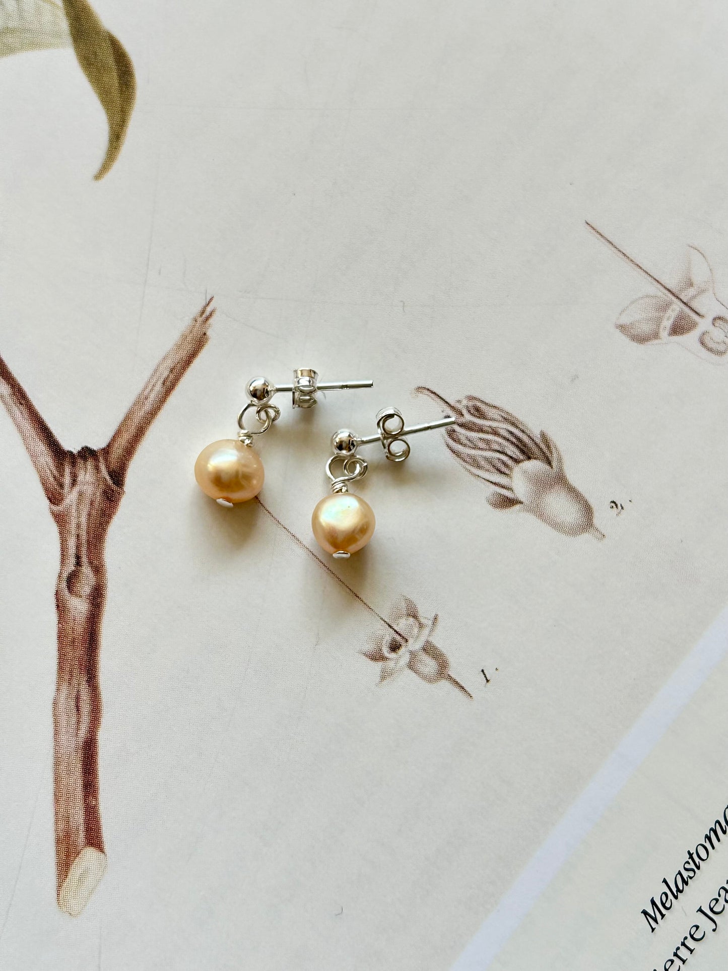 Freshwater Pearl Dangle Stud Earrings – Golden Yellow Pearl