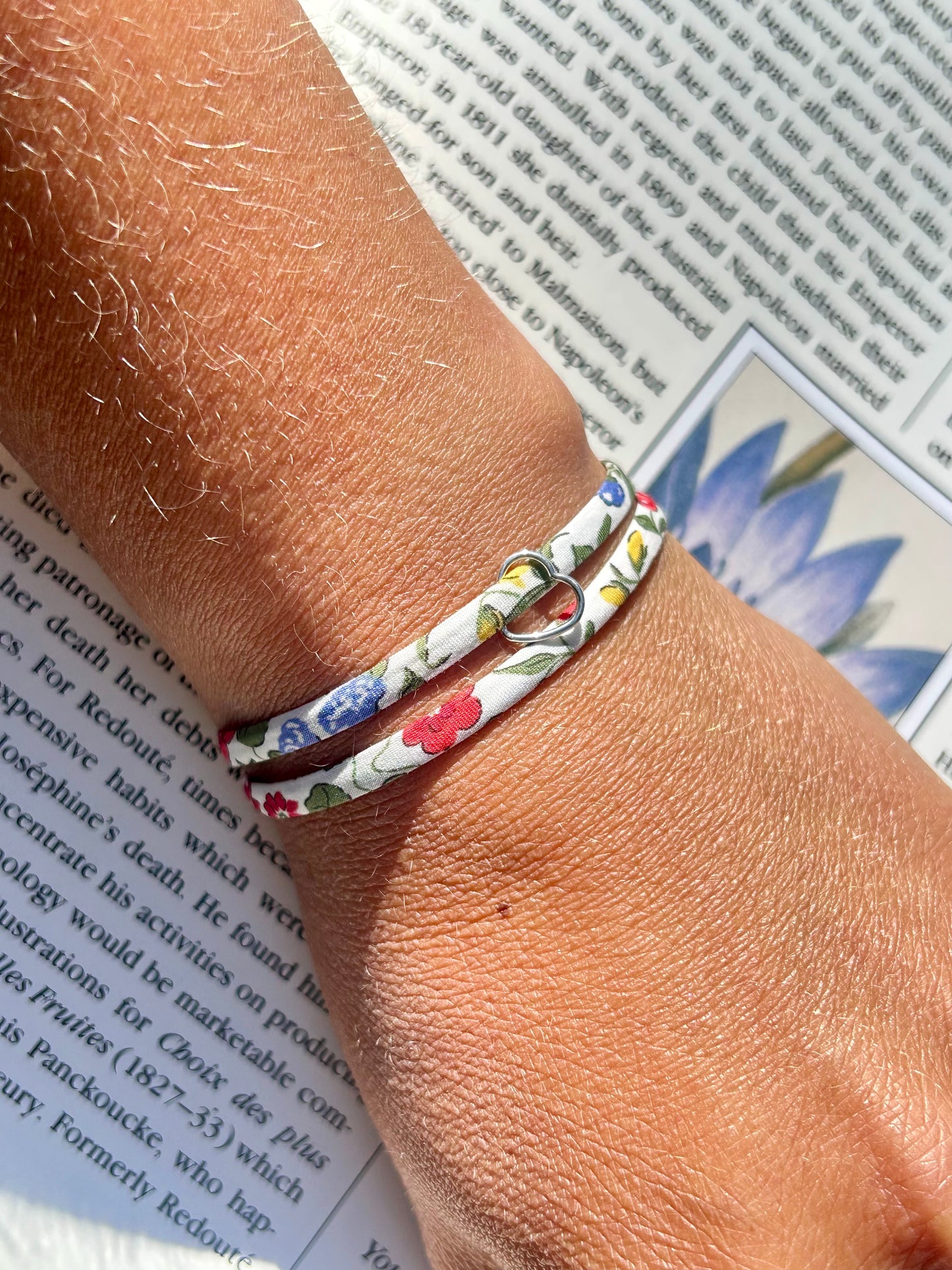 Fabric Bracelet Lilibet Buckingham Liberty – Open Heart Charm