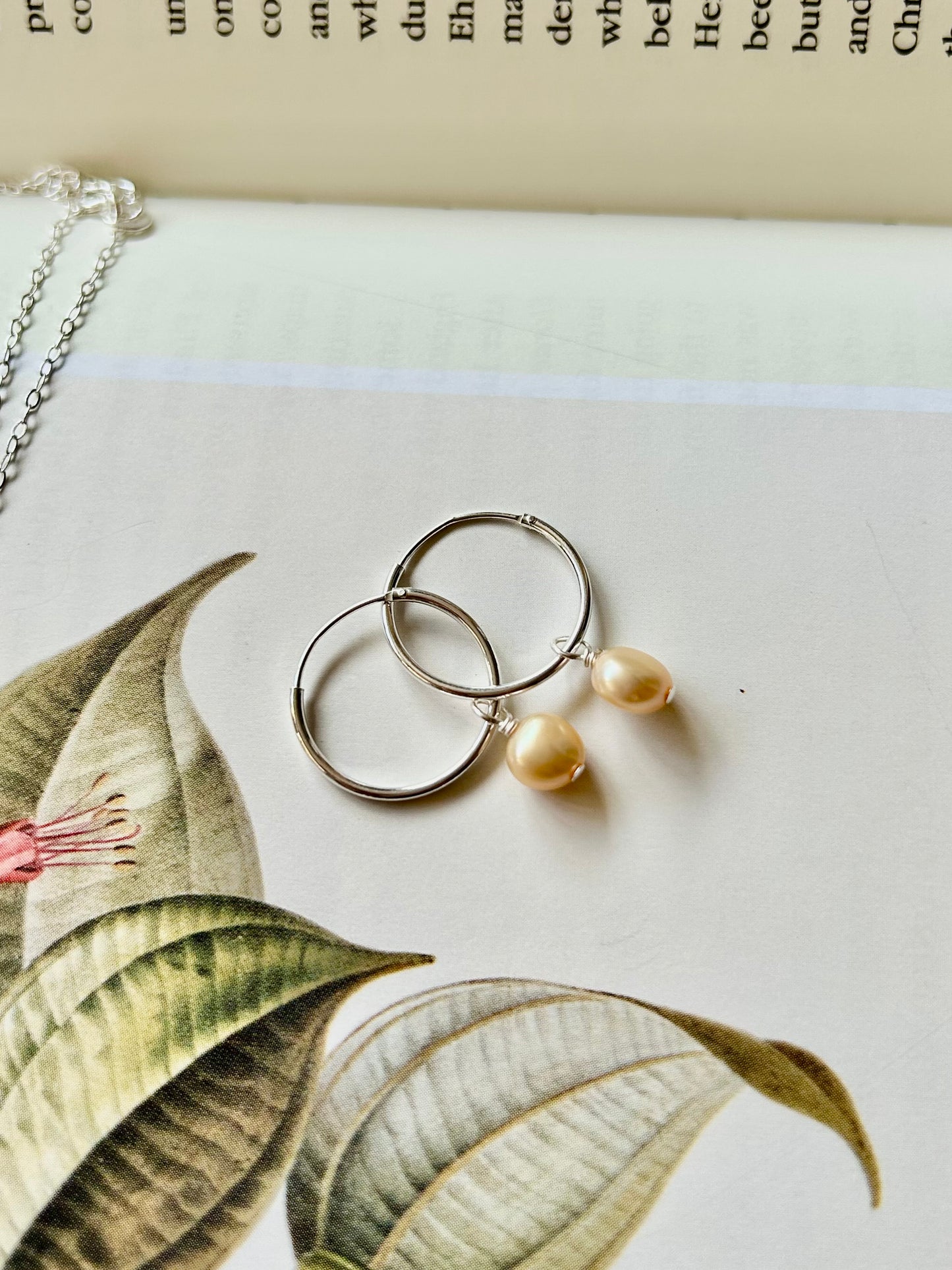 Freshwater Pearl Sleeper Hoop Earrings – Golden Yellow Pearl