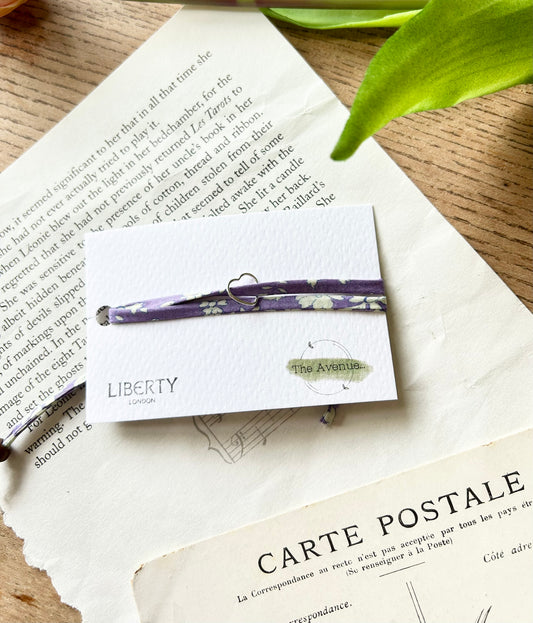 Fabric bracelet - Liberty of London Capel Lilac – Open Heart Charm