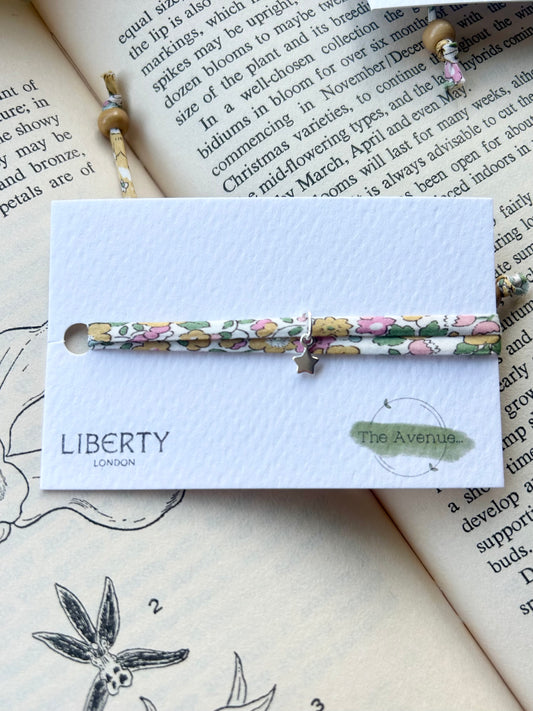 Fabric bracelet Betsy Ann Yellow Liberty – Sterling Silver Solid Star
