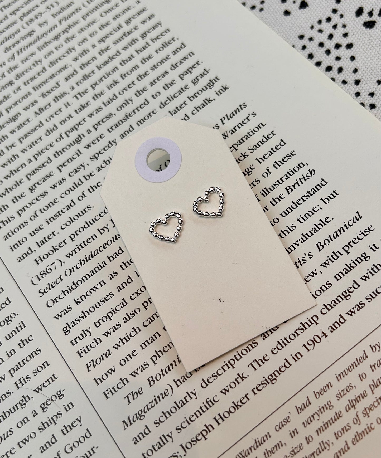 Beaded heart stud earrings