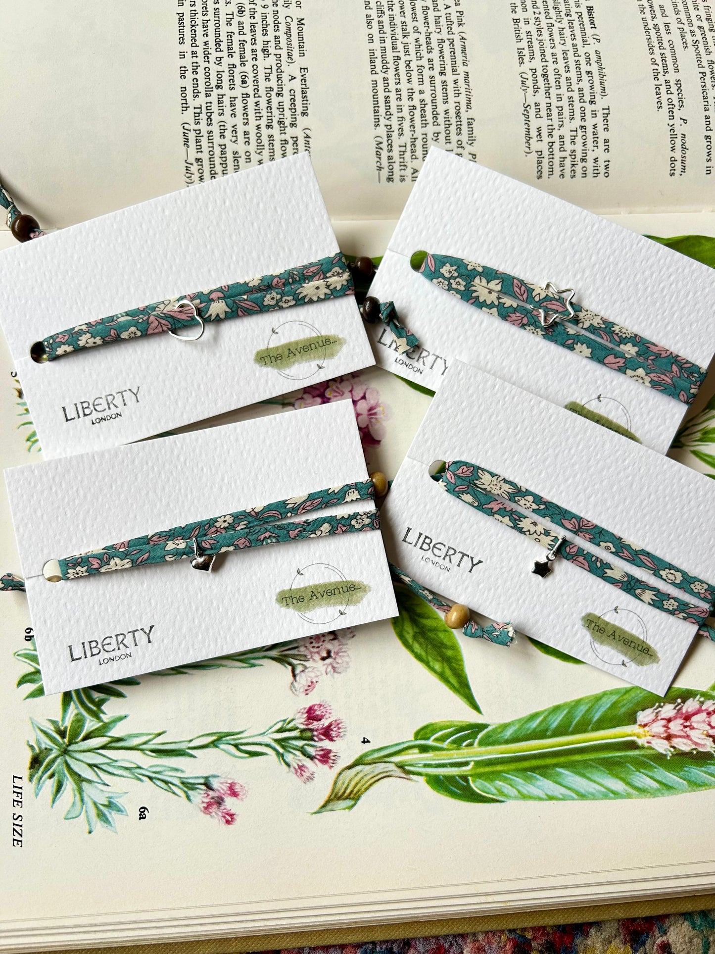 Liberty of London Daisy Daisy Fabric Bracelet – Sterling Silver solid heart charm