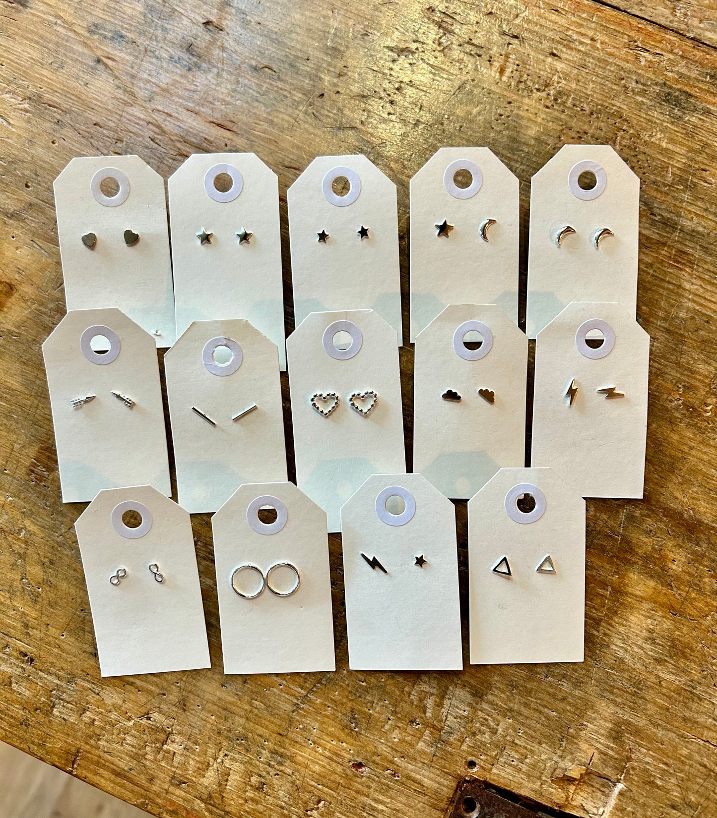 Beaded heart stud earrings