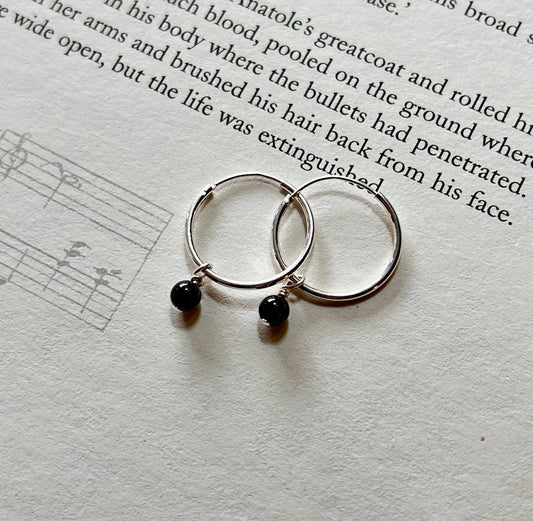 Black onyx sleeper hoops