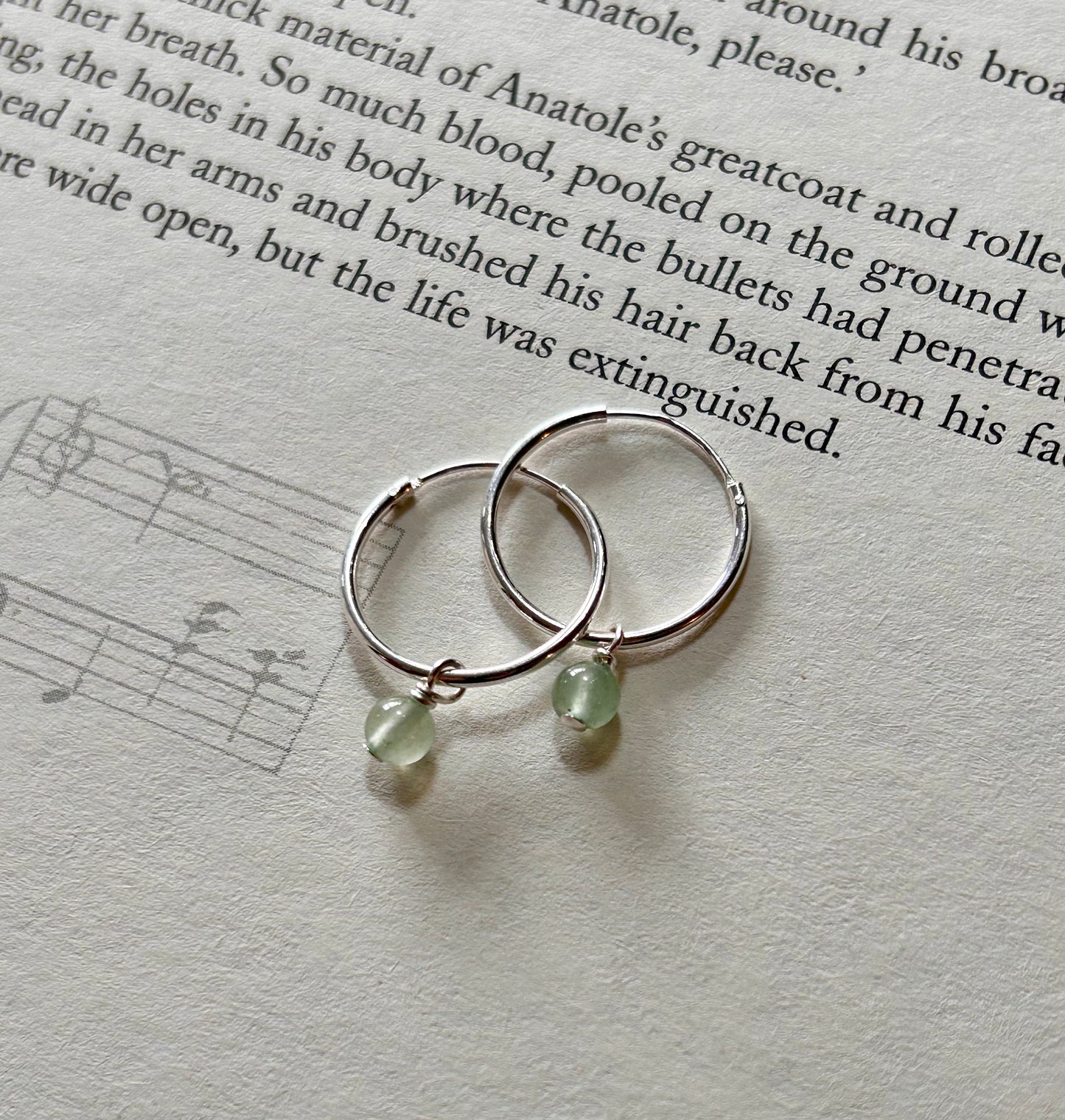 Green Aventurine sleeper hoops