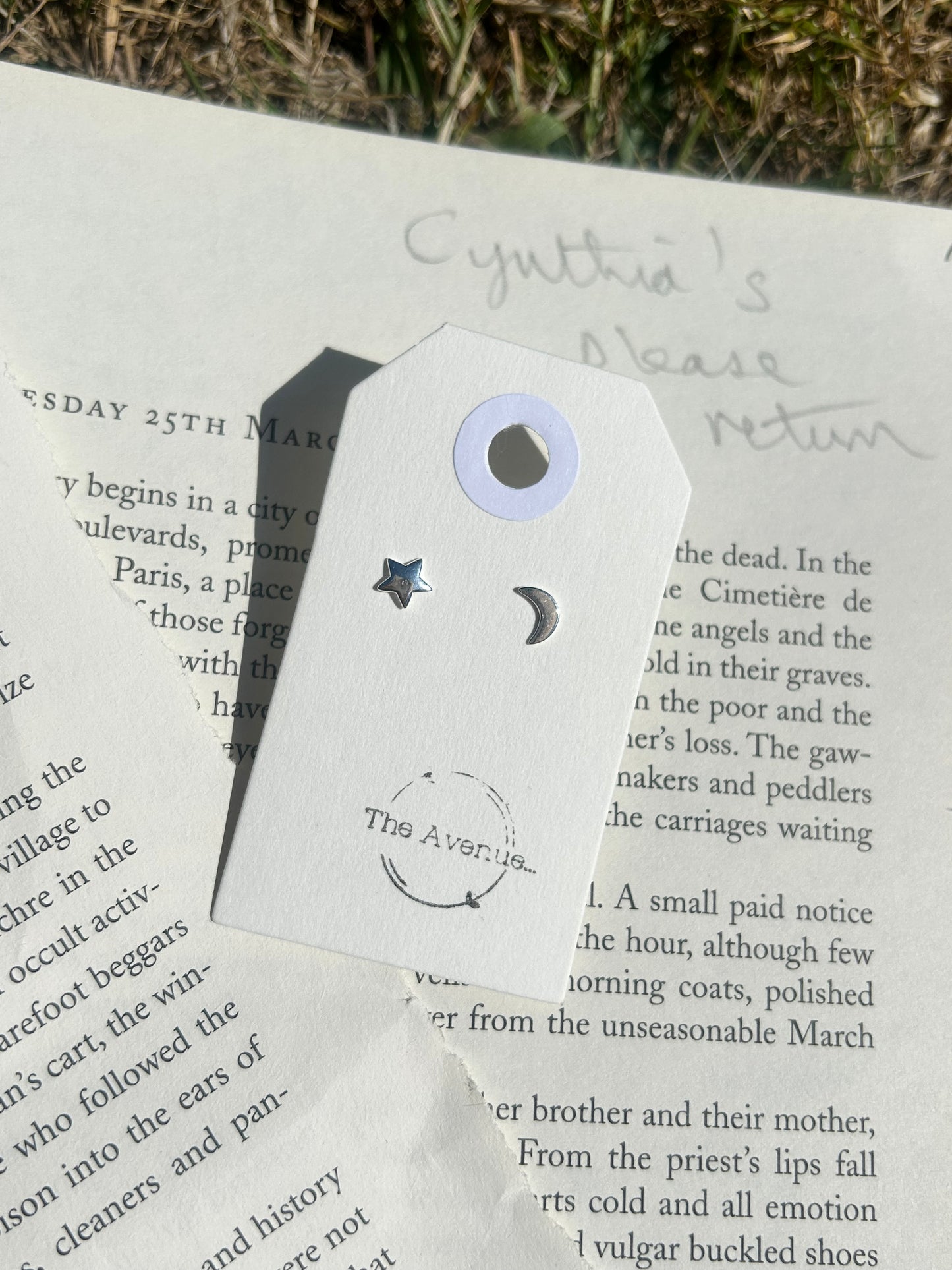 Star and moon sterling silver stud earrings
